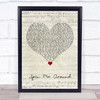 Patent Pending Spin Me Around Script Heart Song Lyric Wall Art Print