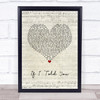 Darius Rucker If I Told You Script Heart Song Lyric Wall Art Print