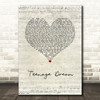 Katy Perry Teenage Dream Script Heart Song Lyric Wall Art Print