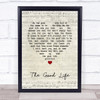 Tony Bennett The Good Life Script Heart Song Lyric Wall Art Print