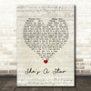 James She's A Star Script Heart Song Lyric Wall Art Print