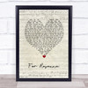 Chris De Burgh For Rosanna Script Heart Song Lyric Wall Art Print