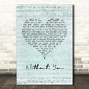 David Guetta Without You Script Heart Song Lyric Wall Art Print