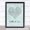 David Guetta Without You Script Heart Song Lyric Wall Art Print