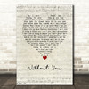 Harry Nilsson Without You Script Heart Song Lyric Wall Art Print