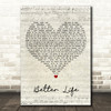 Keith Urban Better Life Script Heart Song Lyric Wall Art Print