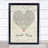 Rufus Sweet Thing Script Heart Song Lyric Wall Art Print