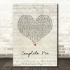 Simi Complete Me Script Heart Song Lyric Wall Art Print