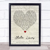 The Shires State Lines Script Heart Song Lyric Wall Art Print