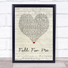 Tommy Swisher Fall For Me Script Heart Song Lyric Wall Art Print