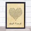 Jason Mraz Best Friend Vintage Heart Song Lyric Quote Print