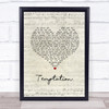 New Order Temptation Script Heart Song Lyric Wall Art Print