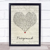 Simply Red Fairground Script Heart Song Lyric Wall Art Print