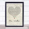 Stereophonics Mr. Writer Script Heart Song Lyric Wall Art Print