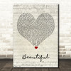 Akon Beautiful Script Heart Song Lyric Wall Art Print