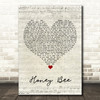 Blake Shelton Honey Bee Script Heart Song Lyric Wall Art Print