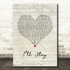 Isabela Merced Ill Stay Script Heart Song Lyric Wall Art Print