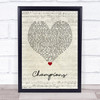 James Blunt Champions Script Heart Song Lyric Wall Art Print