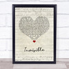 Linkin Park Invisible Script Heart Song Lyric Wall Art Print