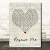 Marshmello Rescue Me Script Heart Song Lyric Wall Art Print