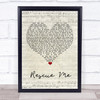 Marshmello Rescue Me Script Heart Song Lyric Wall Art Print