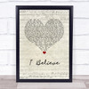 Yolanda Adams I Believe Script Heart Song Lyric Wall Art Print