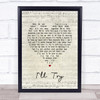 Alan Jackson I'll Try Script Heart Song Lyric Wall Art Print