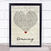 Backstreet Boys Drowning Script Heart Song Lyric Wall Art Print