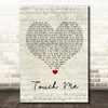 Dj Rui Da Silva Touch Me Script Heart Song Lyric Wall Art Print