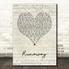 Bon Jovi Runaway Script Heart Song Lyric Wall Art Print