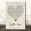 Shinedown Call Me Script Heart Song Lyric Wall Art Print