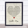 Shinedown Call Me Script Heart Song Lyric Wall Art Print