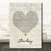 The Weeknd Starboy Script Heart Song Lyric Wall Art Print