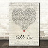 Lifehouse All In Script Heart Song Lyric Wall Art Print
