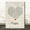 Secrets in Stereo Happy Script Heart Song Lyric Wall Art Print