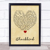 Blackbird The Beatles Vintage Heart Quote Song Lyric Print