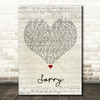 Joel Corry Sorry Script Heart Song Lyric Wall Art Print