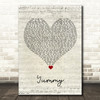 Justin Bieber Yummy Script Heart Song Lyric Wall Art Print