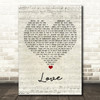 Boyzone Love Script Heart Song Lyric Wall Art Print