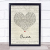 Liam Gallagher Once Script Heart Song Lyric Wall Art Print