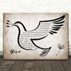 U2 Gloria Vintage Dove Bird Song Lyric Wall Art Print