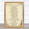 Pink Floyd Wish You Were Here Vintage Guitar Song Lyric Wall Art Print