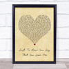 Faith Hill Just To Hear You Say That You Love Me Vintage Heart Song Lyric Wall Art Print