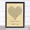 Chris Lane I Don't Know About You Vintage Heart Song Lyric Wall Art Print