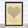 D Train You're the One for Me Vintage Heart Song Lyric Wall Art Print