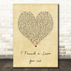 Ed Sheeran I Found a Love for me Vintage Heart Song Lyric Wall Art Print
