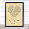 Coldplay Hymn for the Weekend Vintage Heart Song Lyric Wall Art Print