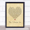 Shane Filan This I Promise You Vintage Heart Song Lyric Wall Art Print
