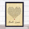 The Beatles Real Love Vintage Heart Song Lyric Quote Print