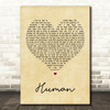 The Killers Human Vintage Heart Song Lyric Quote Print